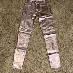 NWOT Fidelity Denim Women's 26 Gwen Skinny Jeans Size Rose Gold Foil